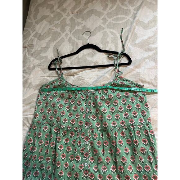 Marea green printed cotton midi dress tie shoulders women’s X-Large - Picture 6 of 9